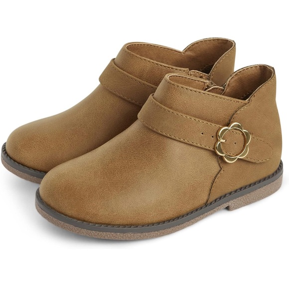 Girls Faux Leather Ankle Boots Tan Size 3 - Picture 1 of 13